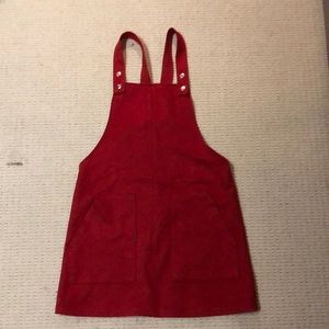 Red dress overalls